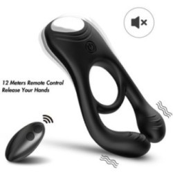VEYRON DOUBLE VIBRATEUR ANNEAU JOUET POUR COUPLES TÉLÉCOMMANDE NOIR