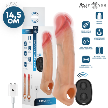 ARNOLD M VIBRATEUR MANCHON PÉNIS EN SILICONE AVEC TÉLÉCOMMANDE 14,5 CM -Ø- 4 CM
