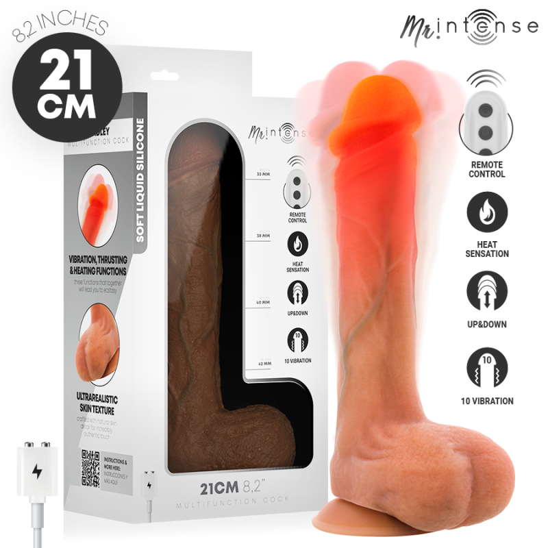 BRADLEY GODEMICHET VIBRANT EN SILICONE AVEC EFFET CHAUFFANT ET TÉLÉCOMMANDE 21 CM -Ø- 4,2 CM