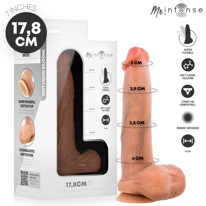 BRUCE S GODEMICHET EN SILICONE AVEC TESTICULES 17,8 CM -Ø- 4 CM
