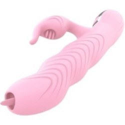 VIBRATEUR MARCIA & POUSSÉE DOUBLE LANGUE EFFET CHALEUR ROSE