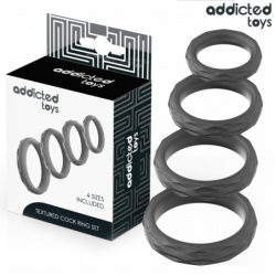 ADDICTED TOYS - ENSEMBLE DANNEAUX PÉNIS TEXTURÉS, 4 TAILLES