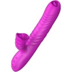 VIBRATEUR MULTIFONCTION ANGELIA DOUBLE LANGUE EFFET CHALEUR VIOLET
