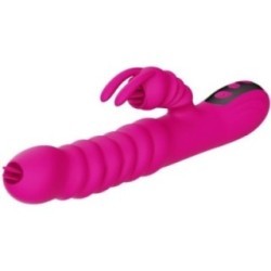 VIBRATEUR MULTIFONCTION RABBIT DOUBLE LANGUE EFFET CHALEUR FUCHSIA