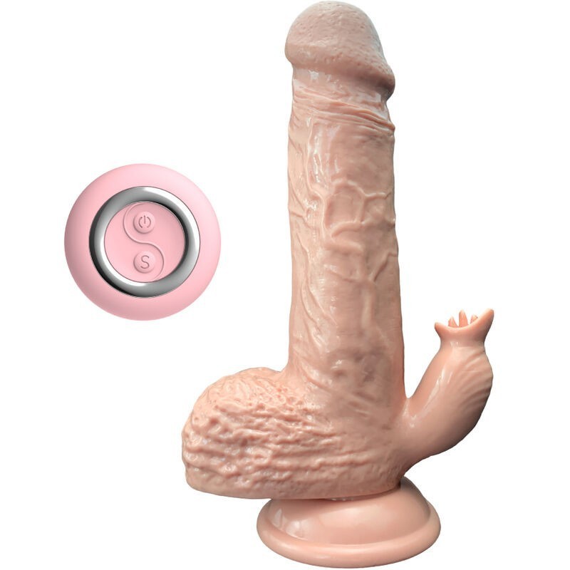VIBRATEUR RÉALISTE & GODE DE POUSSÉE AVEC STIMULATEUR DE LANGUE 19 CM VIBRATEUR RÉALISTE & GODE DE POUSSÉE AVEC STIMULATEUR DE LANGUE 19 CM