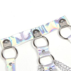 Harnais de poitrine avec anneaux et chaînes argent - Subblime