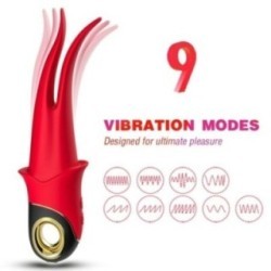 VIBRATEUR SHADOW DOUBLE TÊTE TEASING ROUGE
