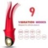 VIBRATEUR SHADOW DOUBLE TÊTE TEASING ROUGE
