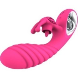 VIBRATEUR VICKY RABBIT AVEC LANGUE ANNEAU DE TIRAGE FUCHSIA