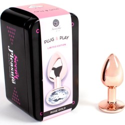 Plug anal en métal or rose 7 cm