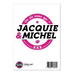 Grand sticker Jacquie & Michel rond blanc