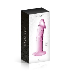 Glossy Toys n°3, gode réaliste en verre avec poignée de retrait 18 cm
