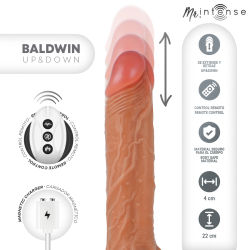 BALDWIN RÉALISTE MULTIFONCTIONNEL AVEC VIBRATION, TÉLÉCOMMANDE HAUT/BAS, 22 CM - OU - 4 CM
