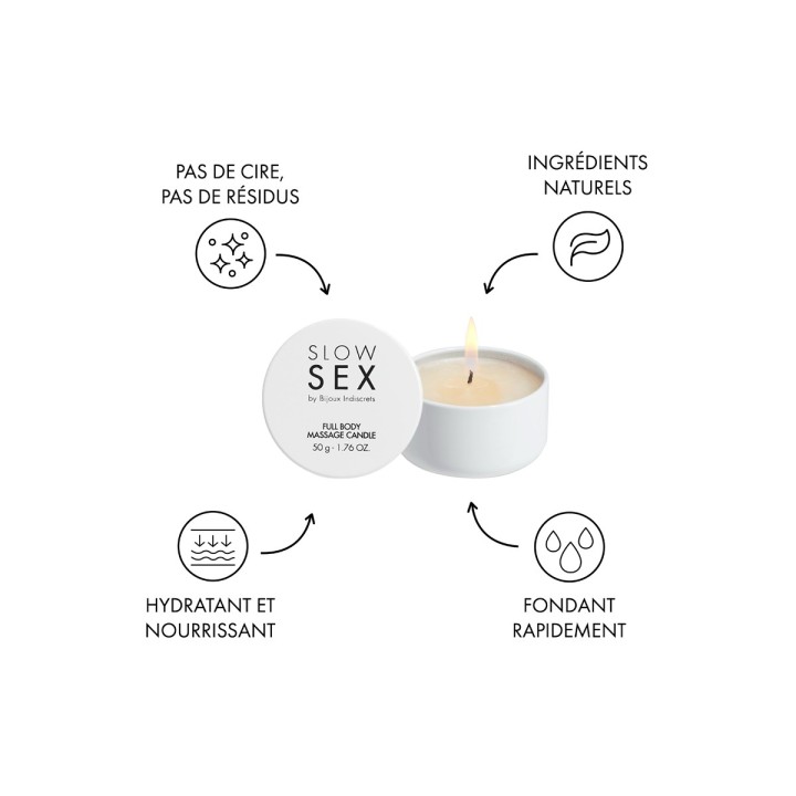 Bougie de massage Slow Sex 50g - Bijoux Indiscrets