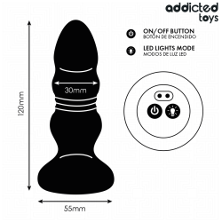 PLUG ANAL ROTATIF ET VIBRANT, TÉLÉCOMMANDE AVEC LUMIÈRE LED