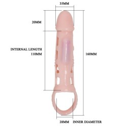 COUVERTURE D'EXTENSION DE PÉNIS AVEC VIBRATION ET SANGLE NATURELLE 13,5 CM