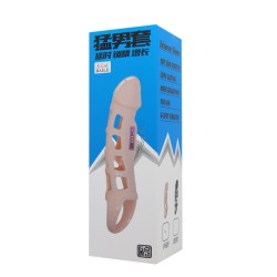 COUVERTURE D'EXTENSION DE PÉNIS AVEC VIBRATION ET SANGLE NATURELLE 13,5 CM