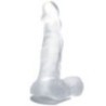 GODE RÉALISTE AVEC VENTOUSE ET TESTICULES 16.7 CM TRANSPARENT