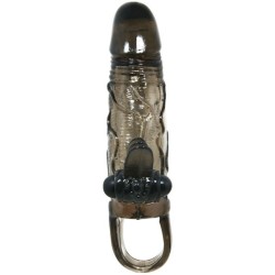 COUVRE-PÉNIS BRAVE MAN AVEC STIMULATION CLITO ET ANAL DOUBLE BULLET NOIR 16.5 CM