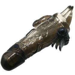 COUVRE-PÉNIS BRAVE MAN AVEC STIMULATION CLITO ET ANAL DOUBLE BULLET NOIR 16.5 CM