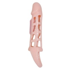 COUVERTURE D'EXTENSION DE PÉNIS AVEC VIBRATION ET SANGLE NATURELLE 13,5 CM