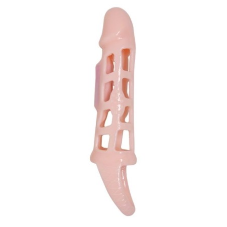 COUVERTURE D'EXTENSION DE PÉNIS AVEC VIBRATION ET SANGLE NATURELLE 13,5 CM
