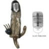 COUVRE-PÉNIS BRAVE MAN AVEC STIMULATION CLITO ET ANAL DOUBLE BULLET NOIR 16.5 CM