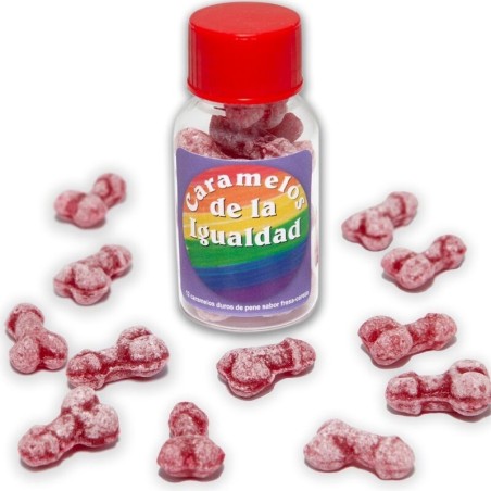 12 BONBONS ÉGALITÉ DE FORME DE PÉNIS FRAISE/CERISE