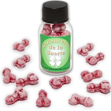 12 BONBONS PORTE-BONHEUR EN FORME DE PÉNIS FRAISE/CERISE