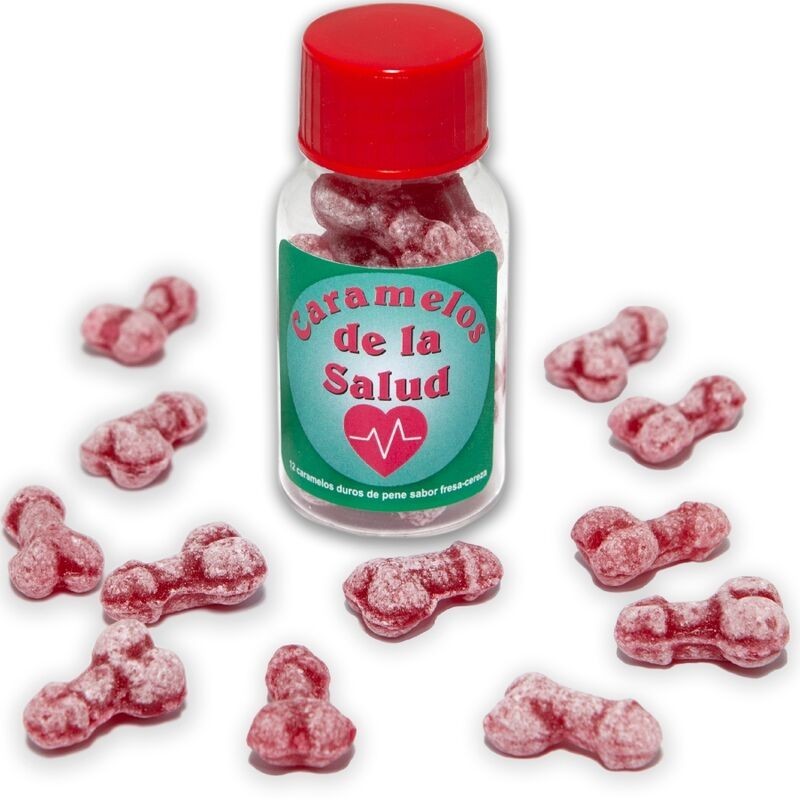 12 BONBONS SANTÉ FORME PÉNIS FRAISE/CERISE