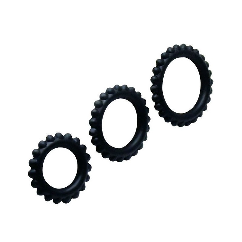 BAILE - TITAN SET 3 PCS COCK RING NOIR 2.8 + 2.4 + 1.9 CM BAILE - TITAN SET 3 PCS COCK RING NOIR 2.8 + 2.4 + 1.9 CM